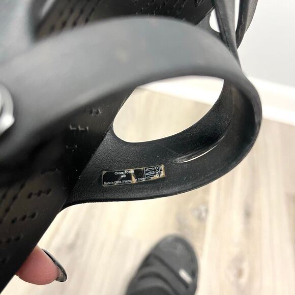 Crocs Sandals Women’s 9 Patricia Black Slip On Slide Strappy Low Wedge - Picture 6 of 7